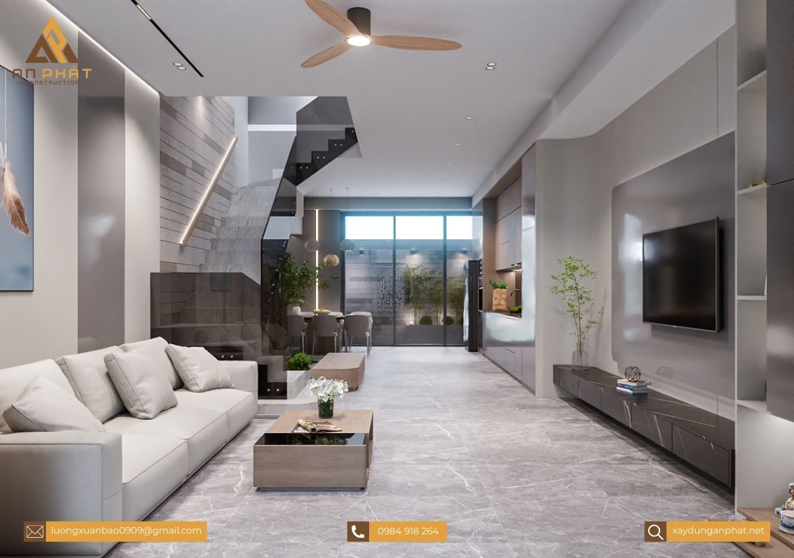 Nhà phố 3 tầng tối giản, hiện đại