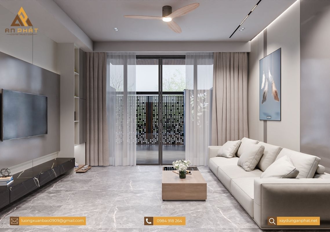 Nhà phố 3 tầng tối giản, hiện đại