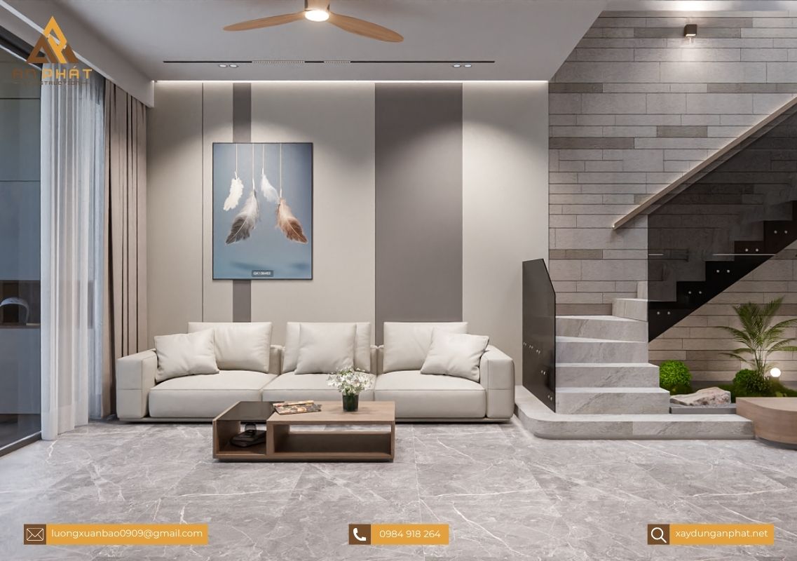 Nhà phố 3 tầng tối giản, hiện đại