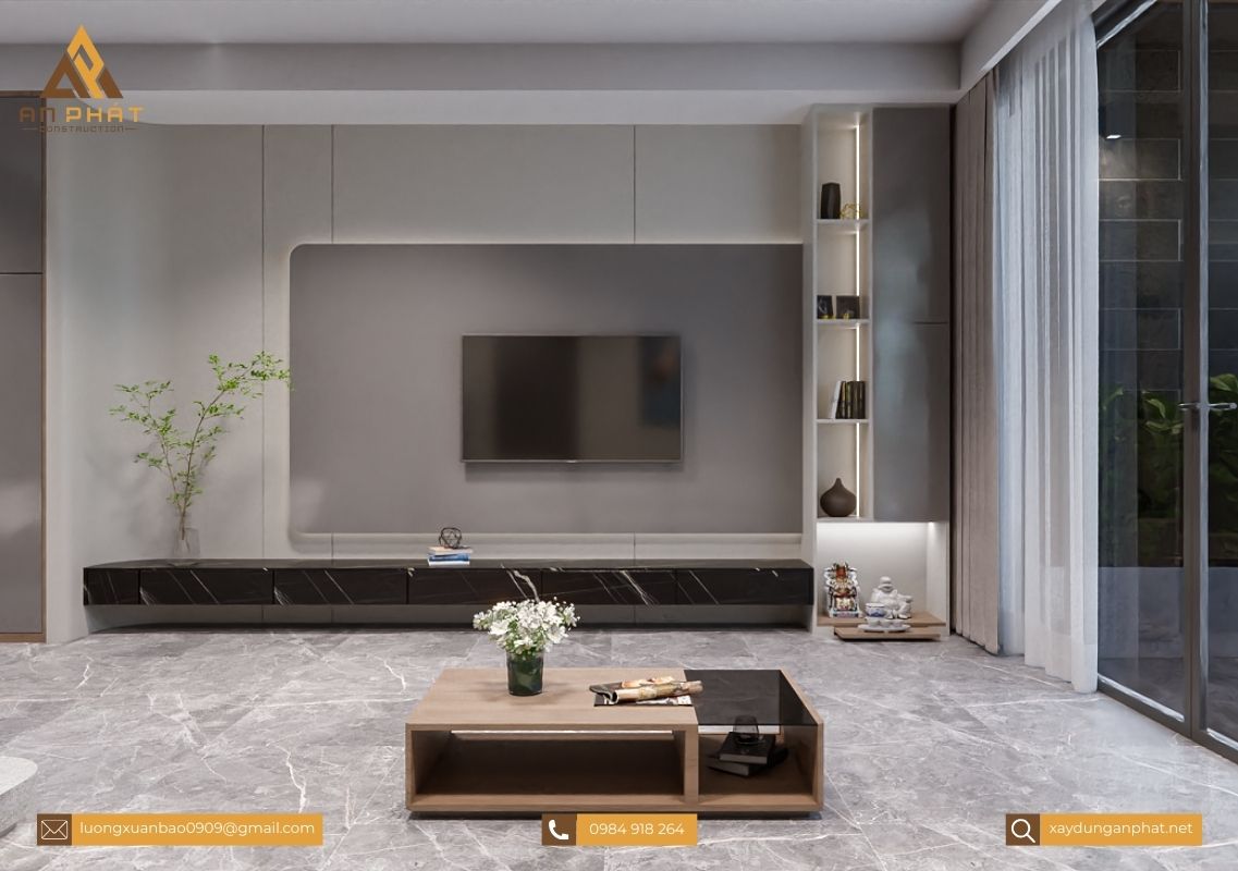 Nhà phố 3 tầng tối giản, hiện đại