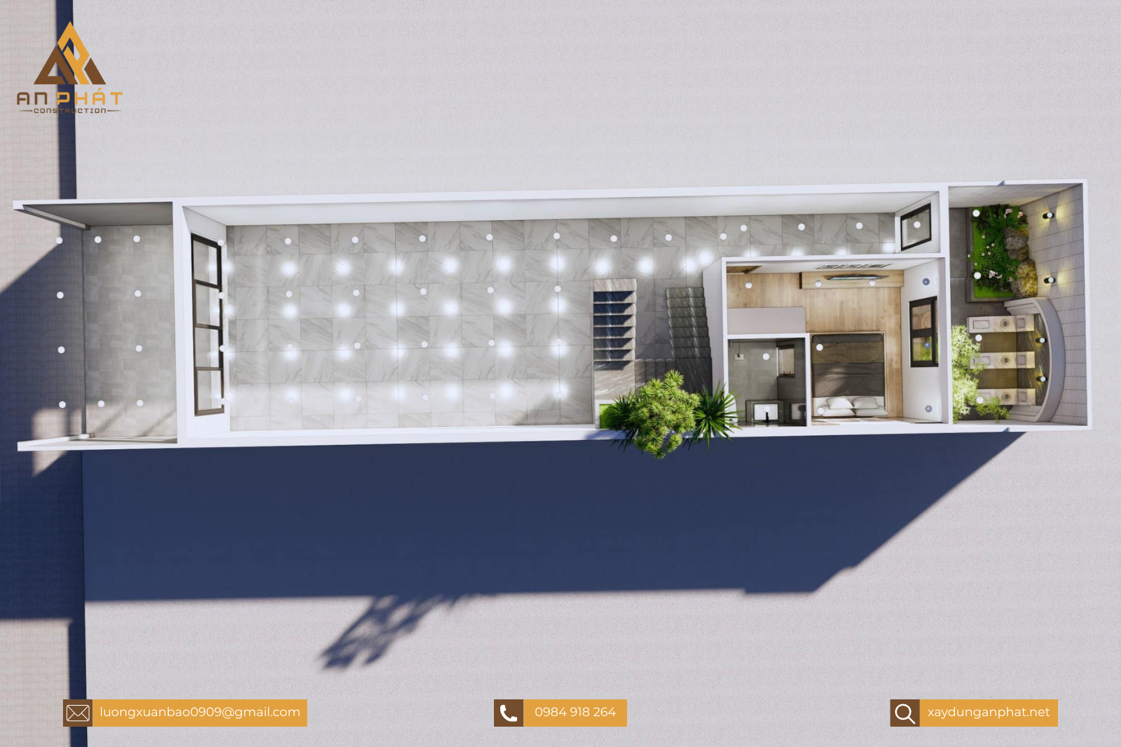 Nhà phố 5.5x20 1 trệt 2 lầu sân thượng