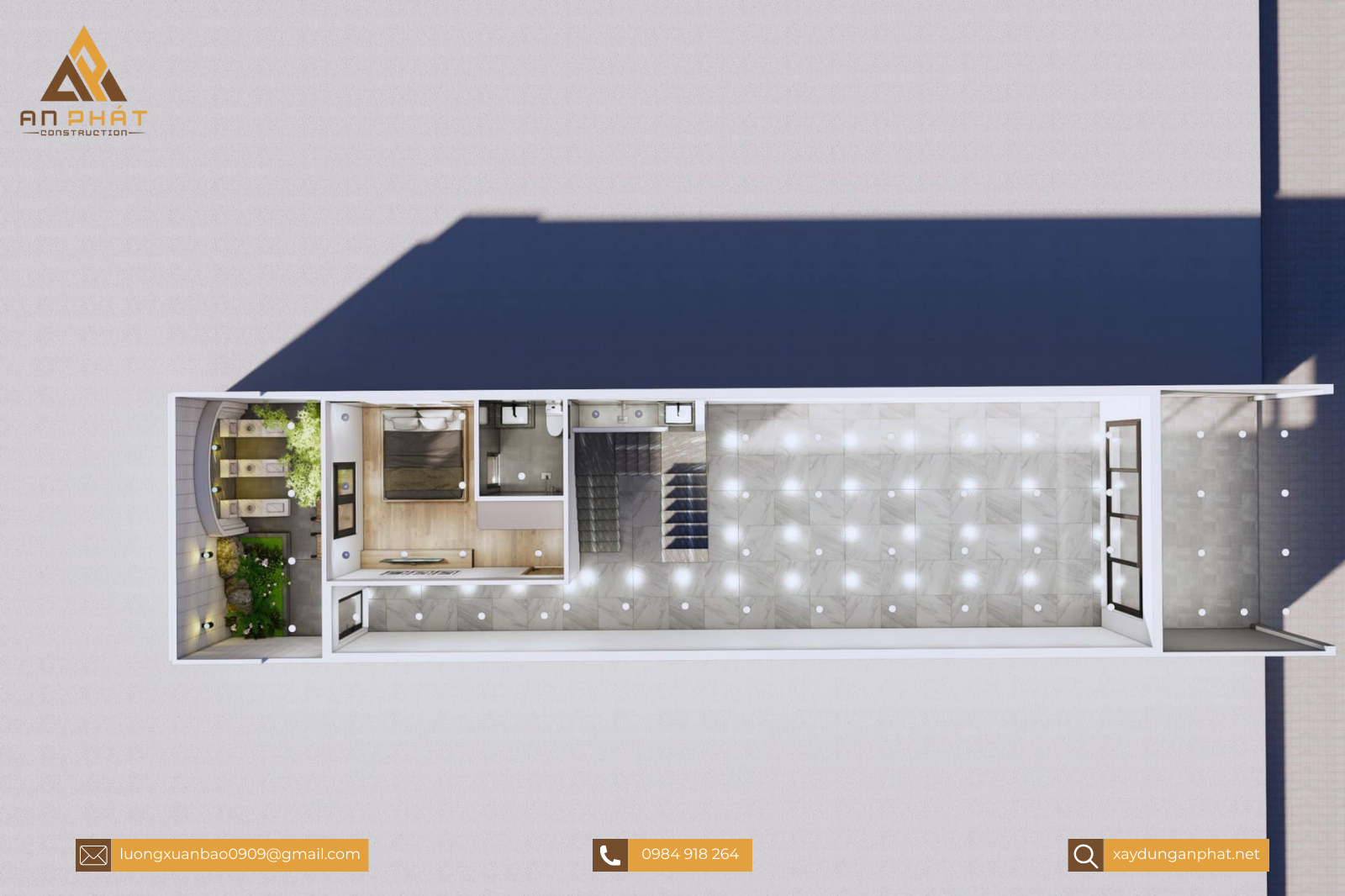 Nhà phố 5.5x20 1 trệt 2 lầu sân thượng