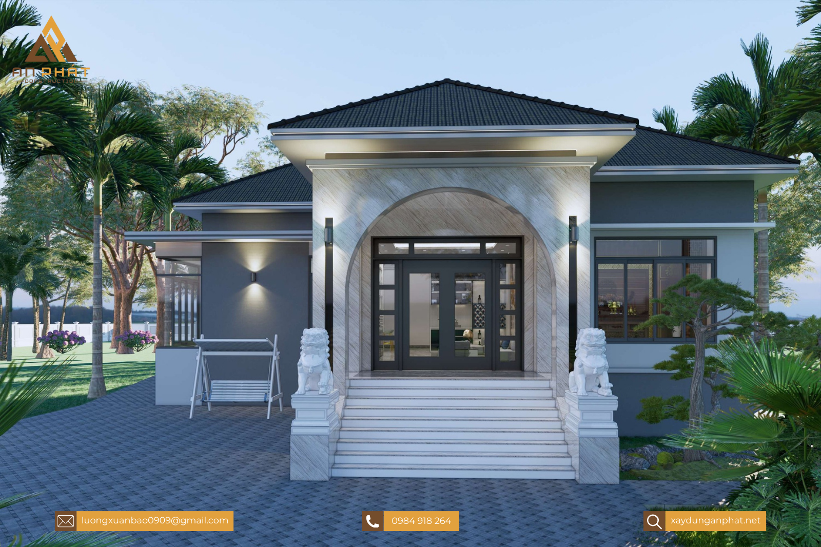 Nhà vườn 1 tầng 220m²