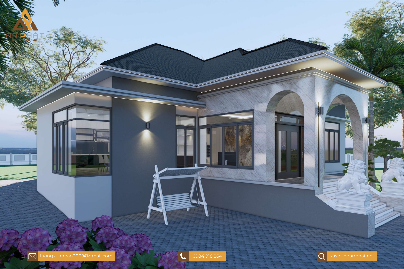 Nhà vườn 1 tầng 220m²