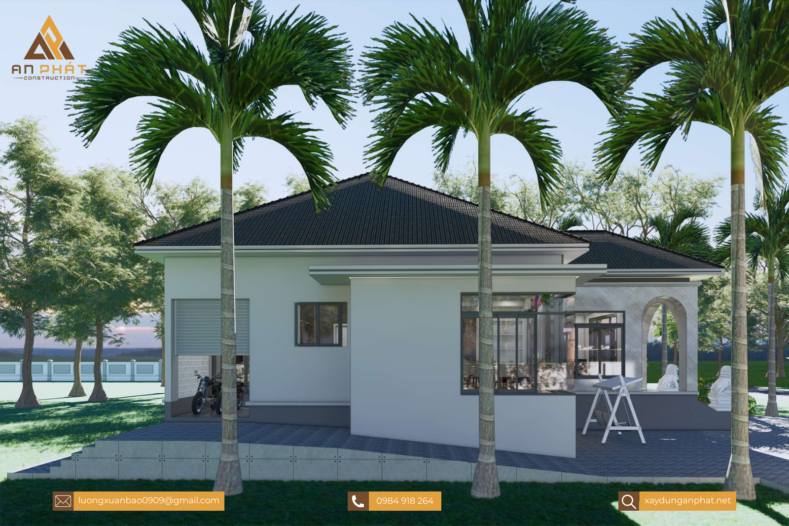 Nhà vườn 1 tầng 220m²