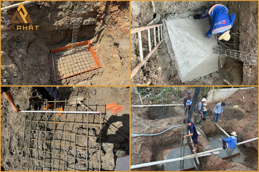 Thi công đào móng nhà anh Long