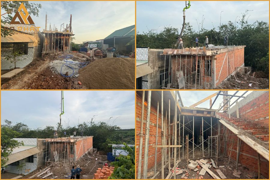 Thi công đào móng, phần khung nhà và xây tường bao cho dự án nhà anh Phong