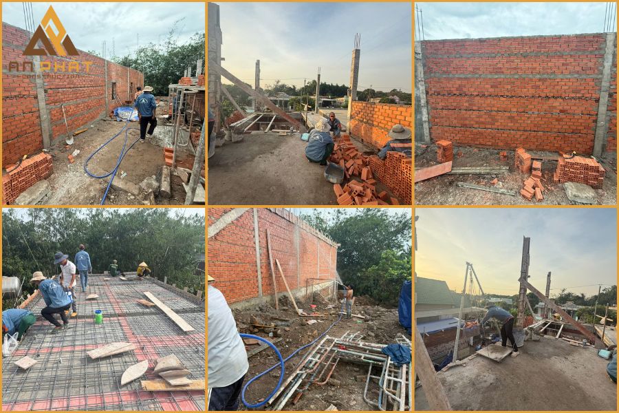 Thi công đào móng, phần khung nhà và xây tường bao cho dự án nhà anh Phong
