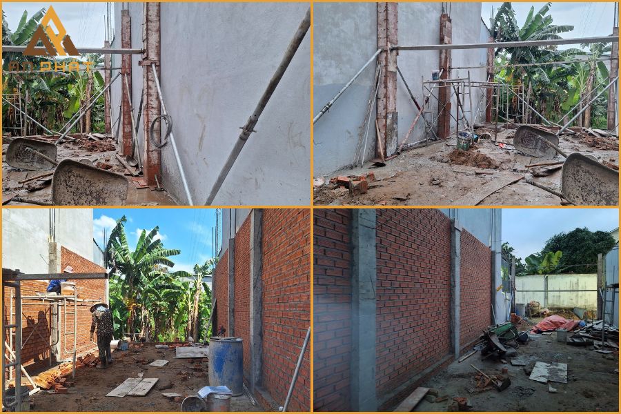 Thi công đào móng và dựng phần khung nhà anh Hà