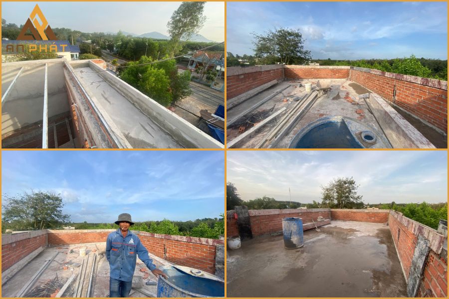 Thi công phần mái cho dự án nhà chị Trang