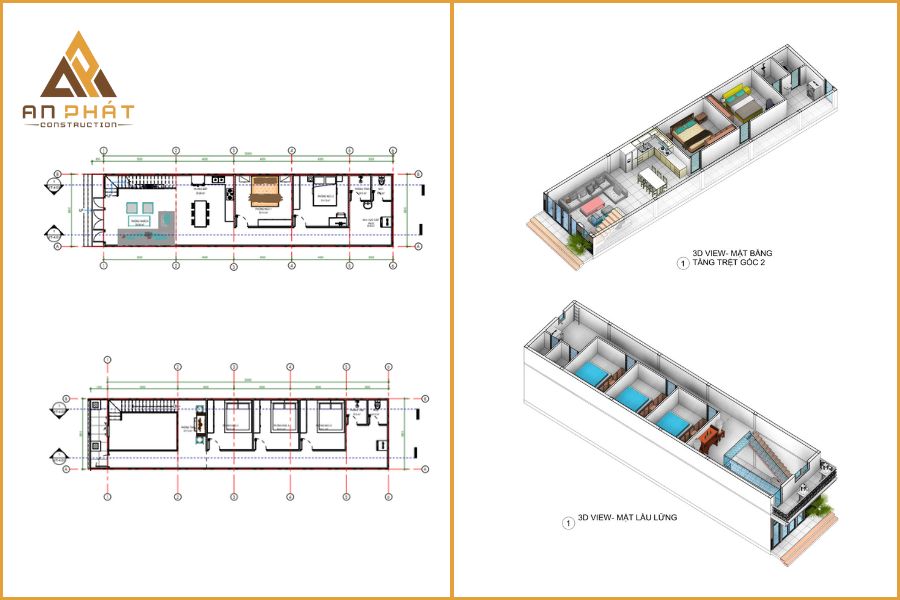 Thiết kế bản vẽ 2D và 3D cho dự án nhà anh Long