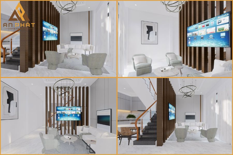 Thiết kế bản vẽ 3D và nội thất cho dự án nhà phố 2 tầng của chị Huyền