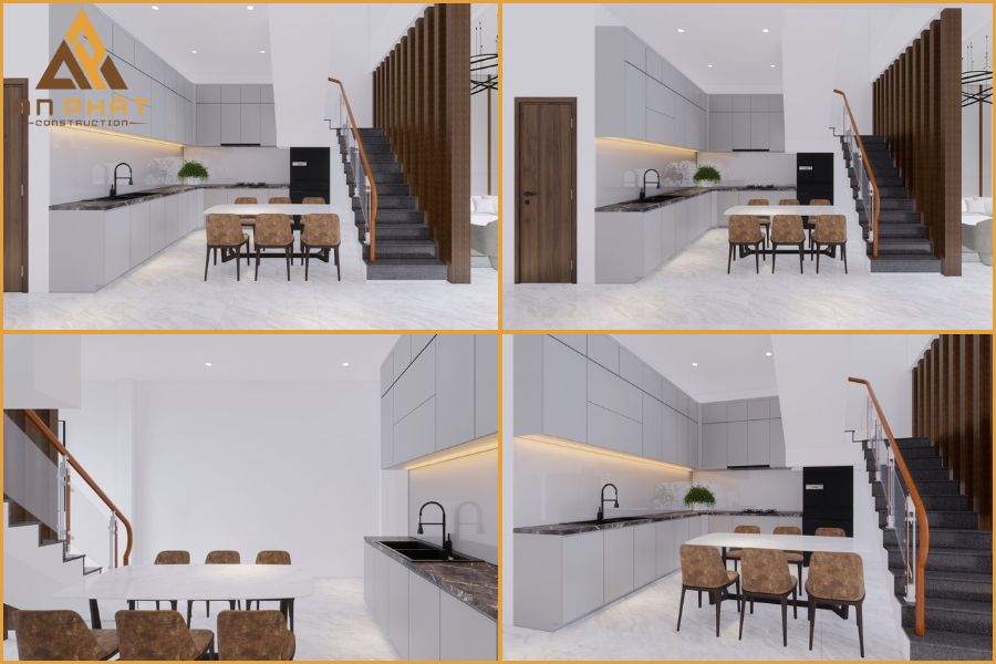 Thiết kế bản vẽ 3D và nội thất cho dự án nhà phố 2 tầng của chị Huyền