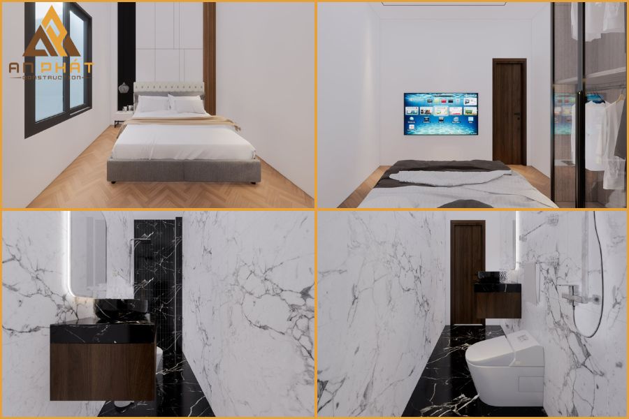 Thiết kế bản vẽ 3D và nội thất cho dự án nhà phố 2 tầng của chị Huyền