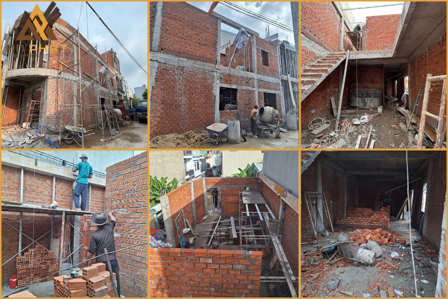 Xây tường bao, xây tô, cán nền