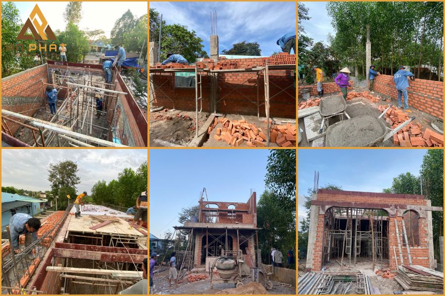 Xây tường bao, xây tô, cán nền cho dự án nhà chị Trang