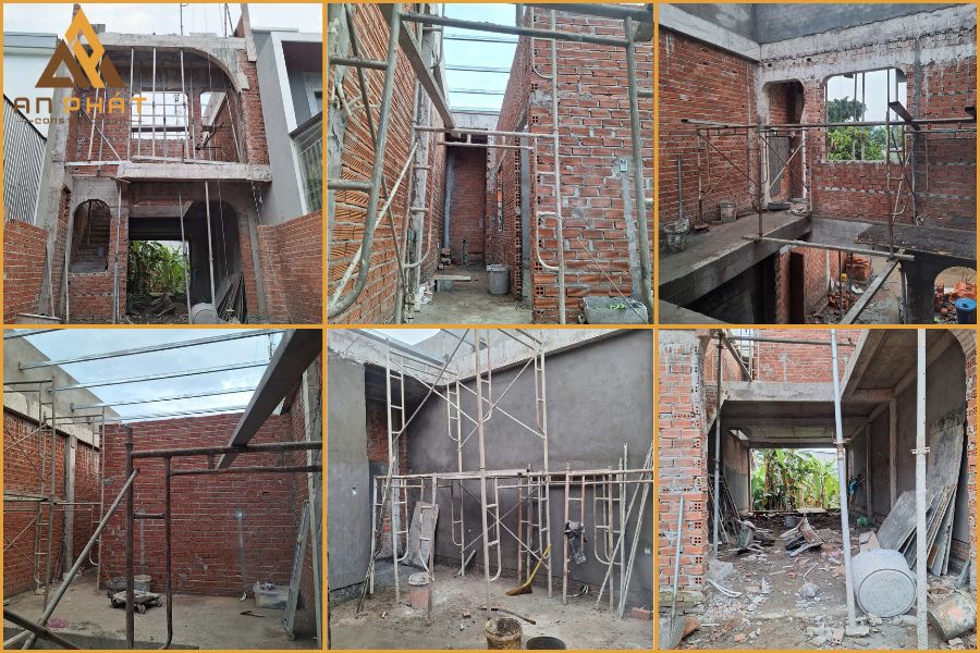 Xây tường bao, xây tô, cán nền cho nhà anh Hà