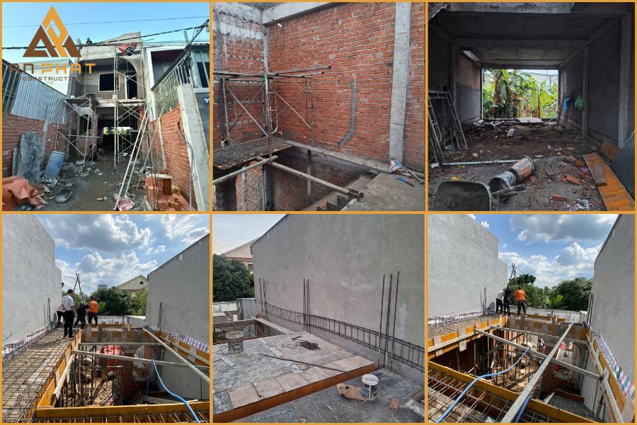 Xây tường bao, xây tô, cán nền cho nhà anh Hà