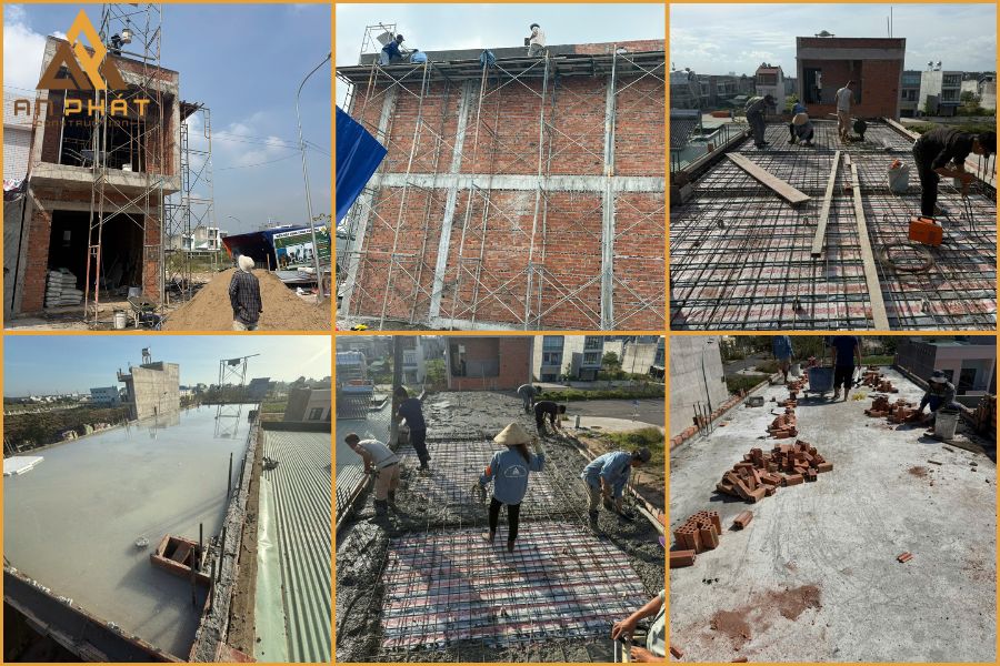 Xây tường bao, xây tô, cán nền dự án nhà chị Liễu